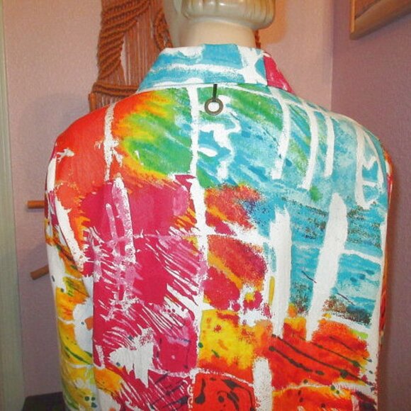 Parsley & Sage Rainbow Art To Wear Top Size XL Button Up Tunic Boho Pop Art NEW - Picture 10 of 13